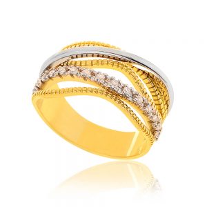 anel ouro com diamantes