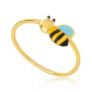 anel ouro infantil abelha