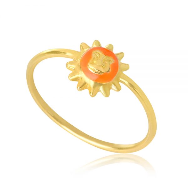 anel ouro infantil sol