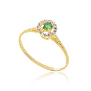 anel ouro com esmeralda