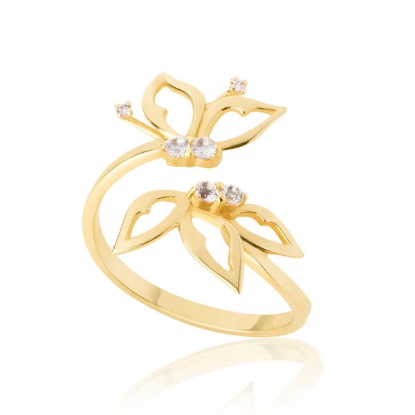 anel borboleta ouro com topázios e brilhantes